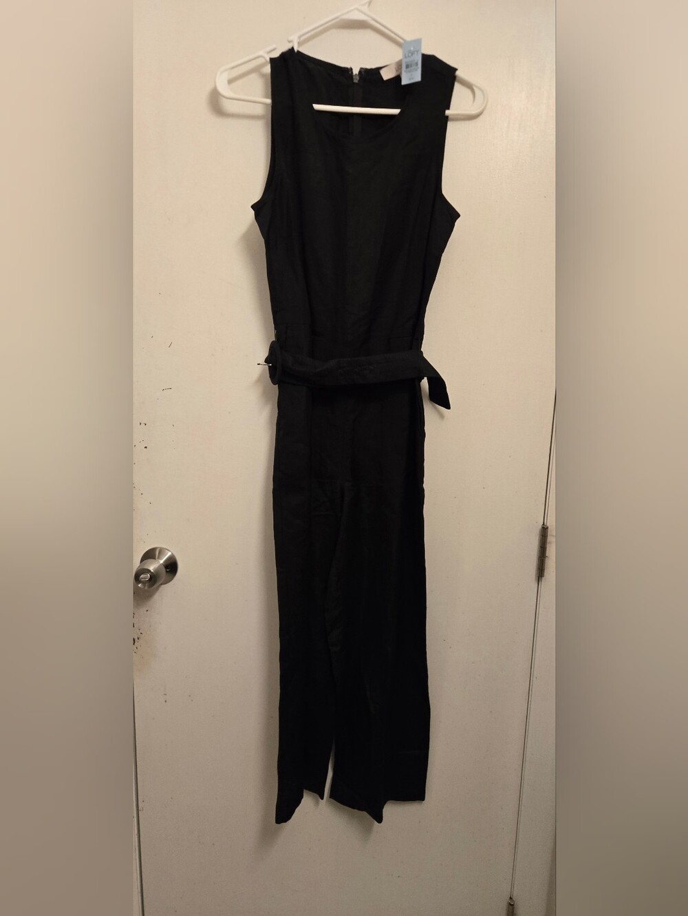 Loft Petites by Ann Taylor size 2p Black Wide leg linen jumpsuit with belt - NWT